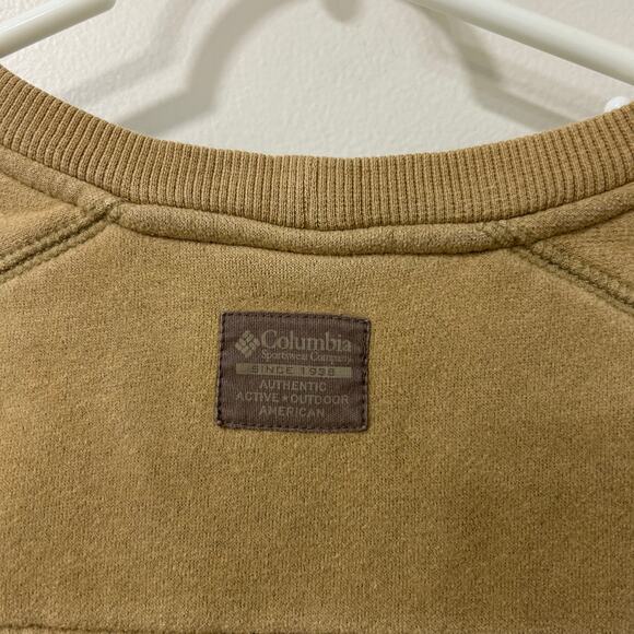 Columbia Vintage Mens Sz Large Tan Fleece Crewneck Sweatshirt Gorpcore Y2K - Picture 6 of 7